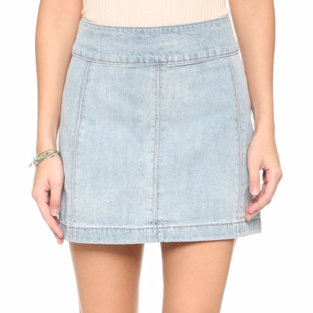 Free People Zip To It Denim Mini Skirt